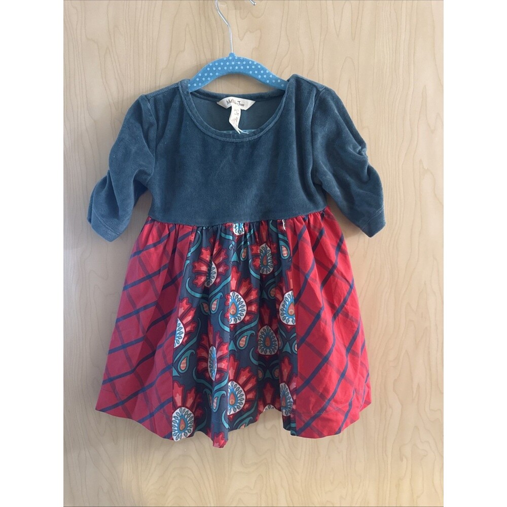 Matilda Jane IN THE SPIRIT Dress Size 2 Girls Christmas Green Velour Red New